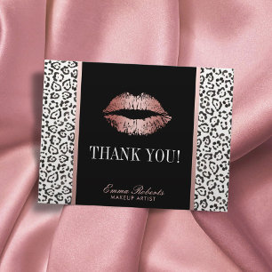 Makeup Artist Roos Gold Lips Leopard Briefkaart