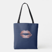 Makeup Artist Roos Gold Lips Modern Navy Blue Tote Bag (Achterkant)