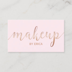 Makeup Artist Roos Gold Script Girly Blush Pink Visitekaartje