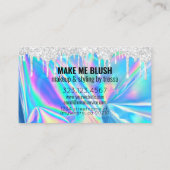 Makeup Artist Silver Glitter Drip Holografisch Bla Visitekaartje (Achterkant)
