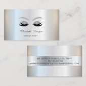 Makeup Artist, Silver Glitter Faux Lashes Visitekaartje (Voorkant / Achterkant)