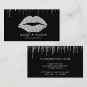 Makeup Artist Silver Glitter Lips Visitekaartje (Voorkant / Achterkant)