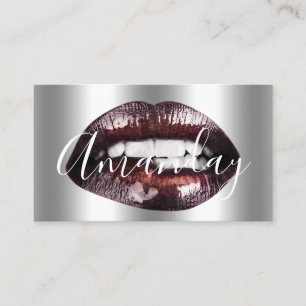 Makeup Artist Studio Silver Lip Logo QR Code Logo Visitekaartje