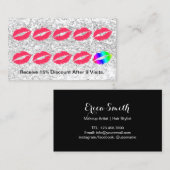 Makeup Artist Trendy Silver Sequins Loyalty Punch (Voorkant / Achterkant)