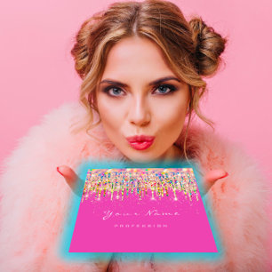 Makeup Artist Unicorn Black Holograaf Unicorn Pink Vierkante Visitekaartje