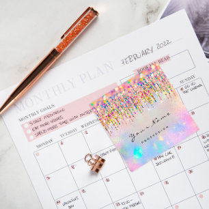 Makeup Artist Unicorn Rainbow Holografen Vierkante Visitekaartje