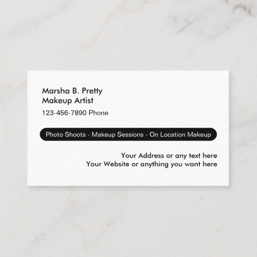 Makeup Artist Visitekaartje (Achterkant)