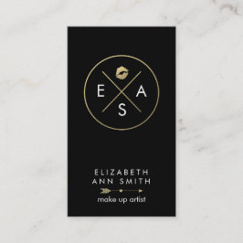 Makeup Artist Visitekaartje - Chic Gold en Black Afsprakenkaartje