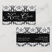 Makeup Artist Visitekaartje Damask Black (Voorkant / Achterkant)