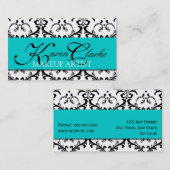 Makeup Artist Visitekaartje Damask Blue (Voorkant / Achterkant)
