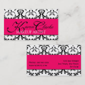 Makeup Artist Visitekaartje Damask Pink (Voorkant / Achterkant)