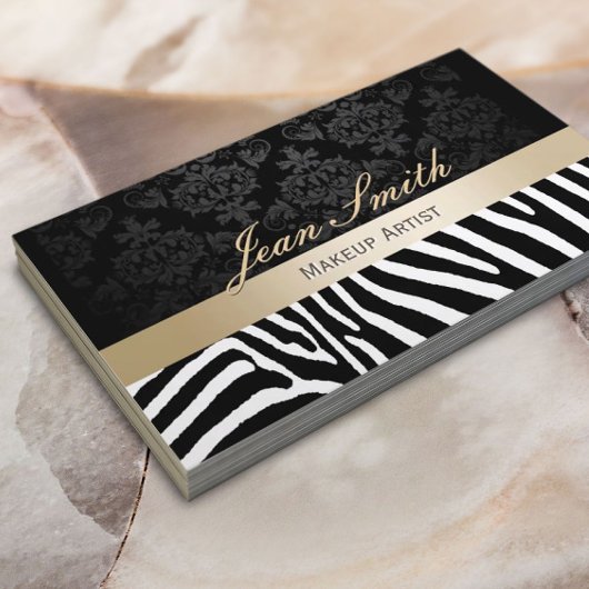 Makeup artistieke moderne Zebra Pattern Gold Strip Visitekaartje
