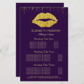 Makeup Artists Gold Glam Lips Services en Pricing (Voorkant / Achterkant)