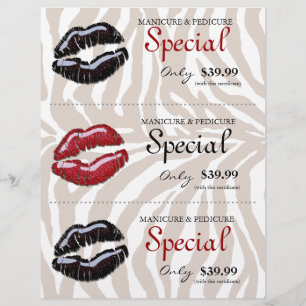 Makeup Beauty Flyer Glossy Red Lips Zebra