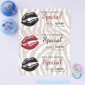 Makeup Beauty Flyer Glossy Red Lips Zebra (Enkel)