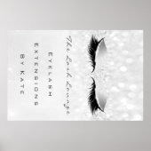Makeup Beauty Salon Name Gray Silver Spark Lashes Poster (Voorkant)