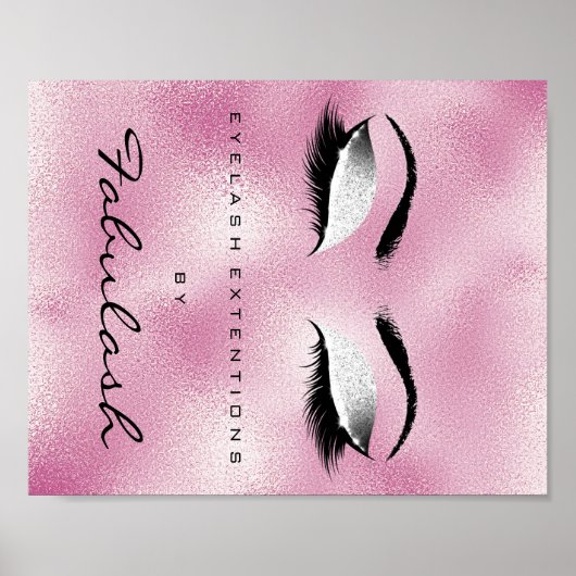 Makeup Beauty Salon Name Silver Glitter Pink Poster (Voorkant)