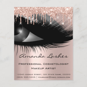Makeup Beauty Salon Pink Glitter Drijft Grijs Roos Flyer