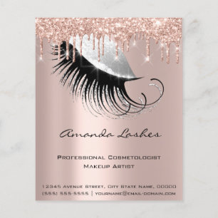 Makeup Beauty Salon Pink Glitter Flyer Grey Roos