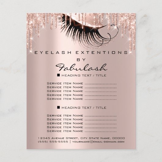 Makeup Beauty Salon Pink Glitter Flyer Lashes (Voorkant)