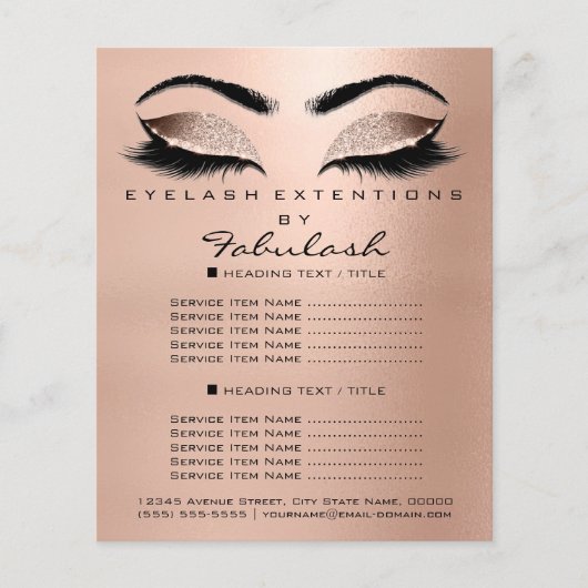 Makeup Beauty Salon Roos Glitter Flyer Browns Lash (Voorkant)