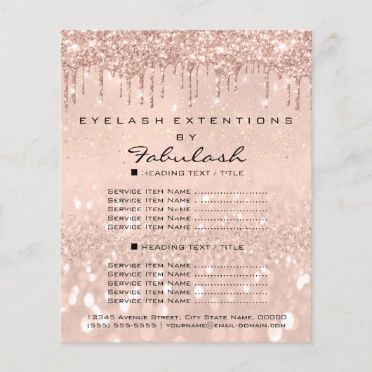 Makeup Beauty Salon Roos Glitter Flyer-prijzen Flyer (Voorkant)