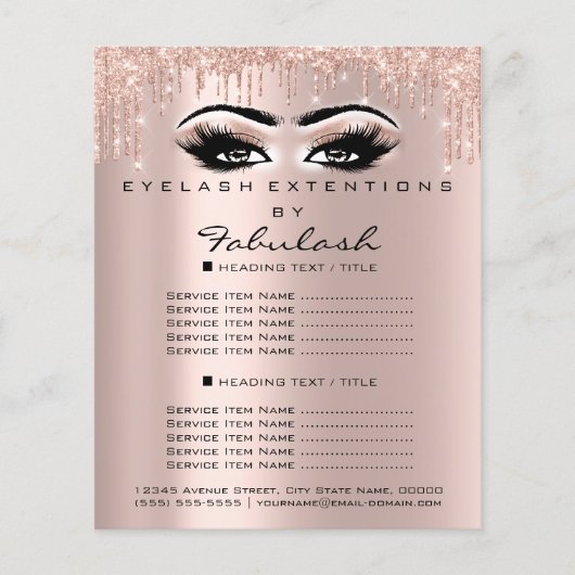 Makeup Beauty Salon Roos Glitter Flyer Spark Eyes (Voorkant)