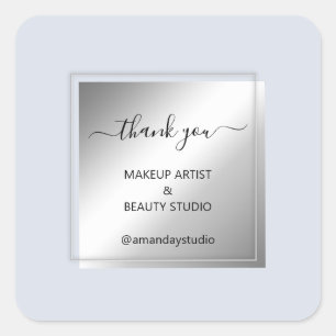 Makeup Beauty Shop Harver Lijst Blauw Vierkante Sticker