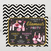 Makeup Birthday Invitation | Glamour Spa Party  (Devant / Derrière)
