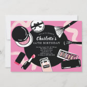 Makeup Birthday Party Invitation Kaart (Voorkant)
