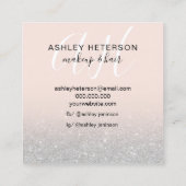 Makeup blush Silver Glitter logo monogram Vierkante Visitekaartje (Achterkant)