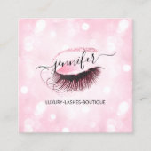 Makeup breekt Logo Roze Eyelash QR Code Vierkante Visitekaartje (Voorkant)