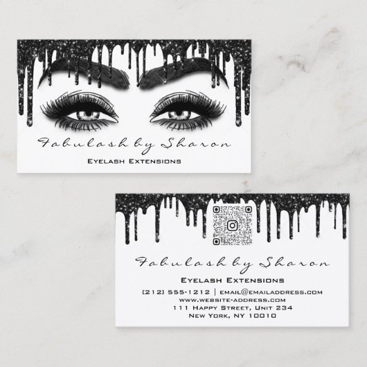 Makeup Brow Eyelash Extension QR Code Drivers zwar Visitekaartje (Voorkant / Achterkant)