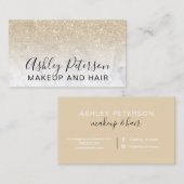 Makeup chic typografie marmer licht goud glitter visitekaartje (Voorkant / Achterkant)