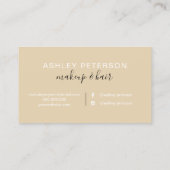 Makeup chic typografie marmer licht goud glitter visitekaartje (Achterkant)