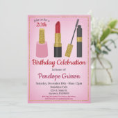 Makeup Cosmetic Birthday Invitation Beauty Spa Kaart (Staand voorkant)