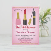 Makeup Cosmetics Bridal Shower Invitation Beauty Kaart (Staand voorkant)