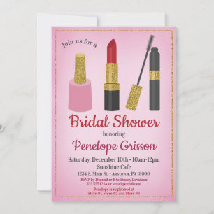 Makeup Cosmetics Bridal Shower Invitation Beauty Kaart