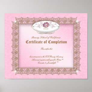Makeup Diploma Certificate of Completion Roze Lips Poster