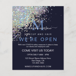 Makeup Elegant Holographic Roos Gold Glitter Blue Flyer