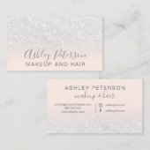 Makeup elegant typografie blush roze witte glitter visitekaartje (Voorkant / Achterkant)