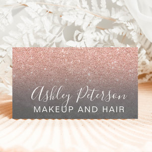 Makeup elegant typografie grijs roos goud glitter visitekaartje