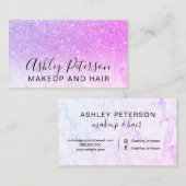 Makeup elegant typografie marmer roze glitter visitekaartje (Voorkant / Achterkant)