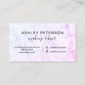 Makeup elegant typografie marmer roze glitter visitekaartje (Achterkant)