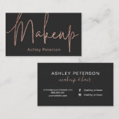 Makeup elegant typografie roos goudgrijs visitekaartje (Voorkant / Achterkant)