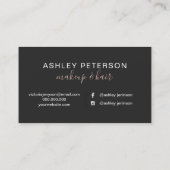 Makeup elegant typografie roos goudgrijs visitekaartje (Achterkant)