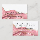 Makeup elegant typografie roos quartz agate visitekaartje (Voorkant / Achterkant)