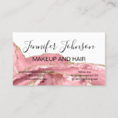 Makeup elegant typografie roos quartz agate visitekaartje (Achterkant)