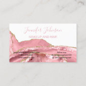 Makeup elegant typografie roos quartz agate visitekaartje (Achterkant)