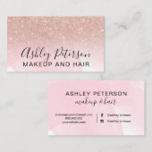 Makeup elegant typografie roze roze roos goud glit visitekaartje (Voorkant / Achterkant)